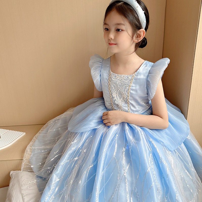 送发箍灯带迪斯尼女童辛德瑞拉灰姑娘公主裙儿童生日毕业演出礼服