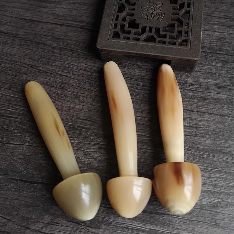蘑菇棒白水牛角脸部刮痧板点穴位按摩眼霜导入棒通用女眼部拨筋