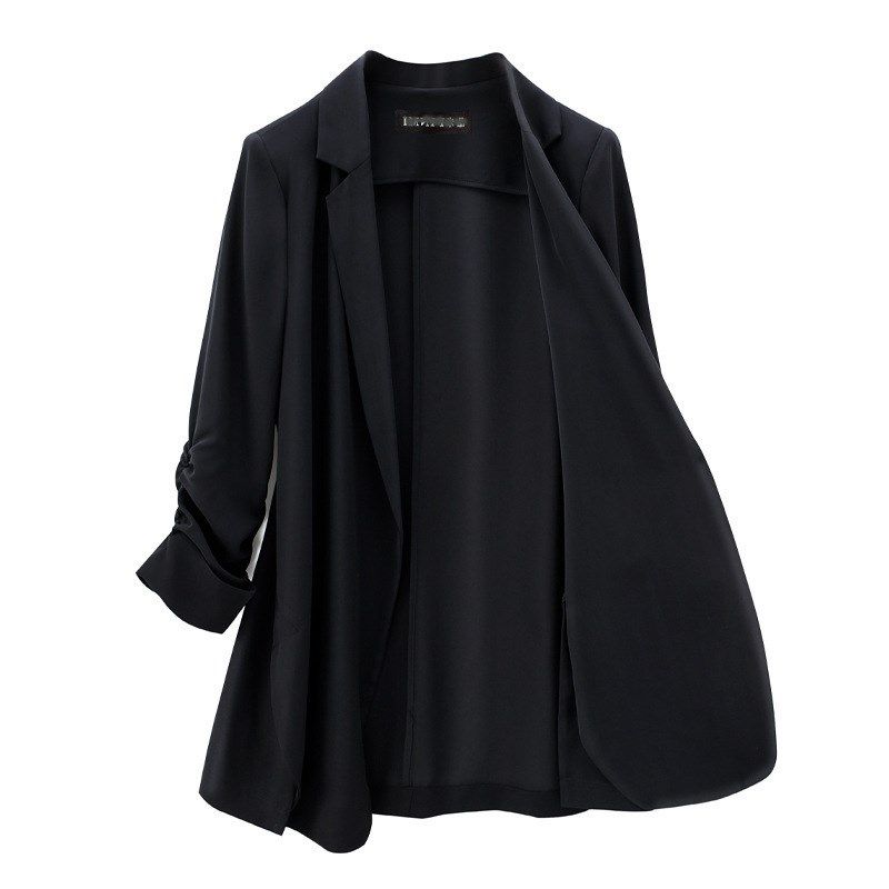 胖mm薄款垂感雪纺西装外套女显瘦宽松七分袖休闲小西服上衣200斤