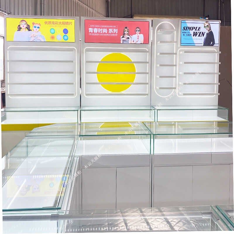 连锁眼镜柜眼镜展示柜烤漆中岛柜玻璃柜台墨镜太阳眼镜店展柜定制