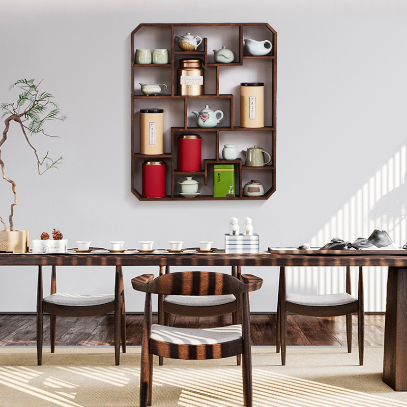 实木多宝阁上墙博古架壁挂式茶杯茶具收纳架展示架茶壶置物架格架,住宅家具,多宝格/博古架,淘宝优惠券,粉丝福利购,淘宝优惠卷