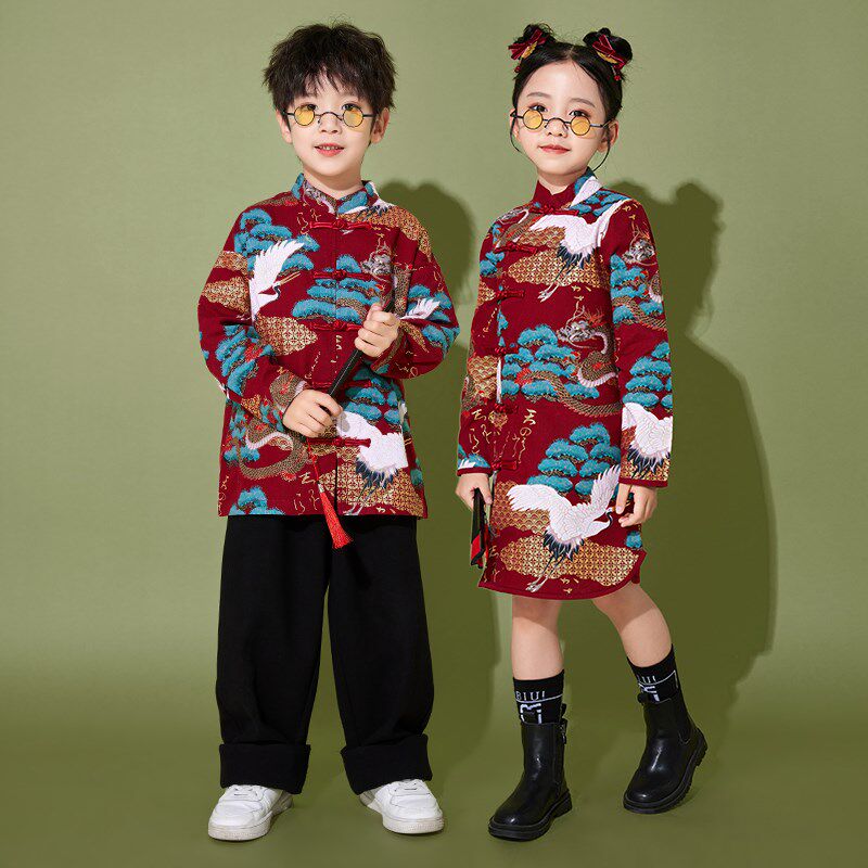 元旦儿童诗歌朗诵演出服女童旗袍汉服套装秋小学生幼儿园合唱班服