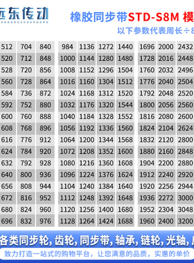 橡胶同步带STDS8M-584/S8M-592/600/608/616/624/632/640/656/672