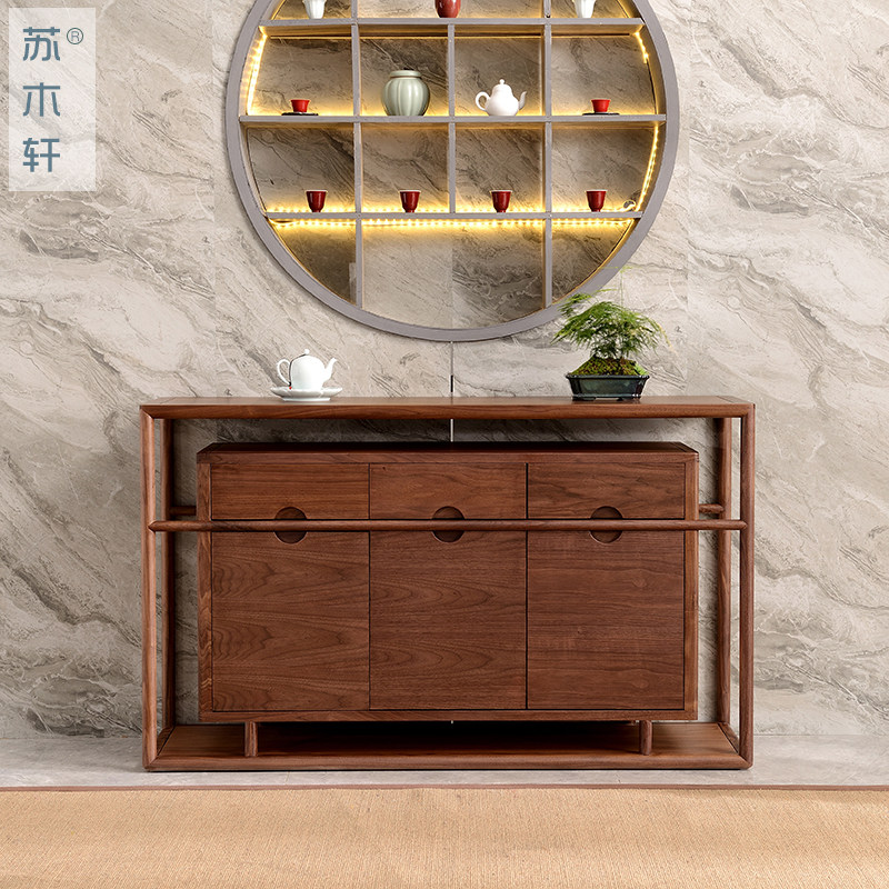 新中式实木餐边柜禅意储物收纳柜简约装饰柜黑胡桃家用门厅玄关柜,住宅家具,餐边柜,淘宝优惠券,粉丝福利购,淘宝优惠卷