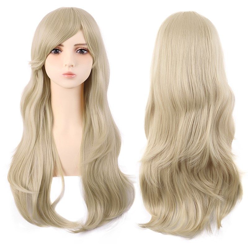 潼漫 cos假发女微卷长发动漫高温丝香槟奶金色斜刘海万用70cm头套,美发护发/假发,演出假发,淘宝优惠券,粉丝福利购,淘宝优惠卷