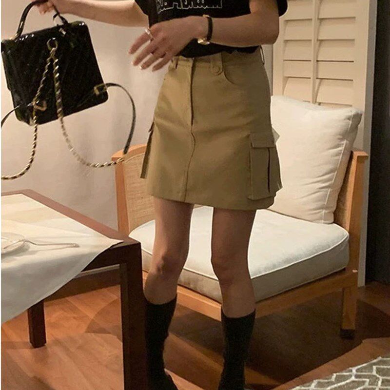 大碗plus定制大码女装微胖复古工装半身裙夏宽松显瘦A字休闲短裙