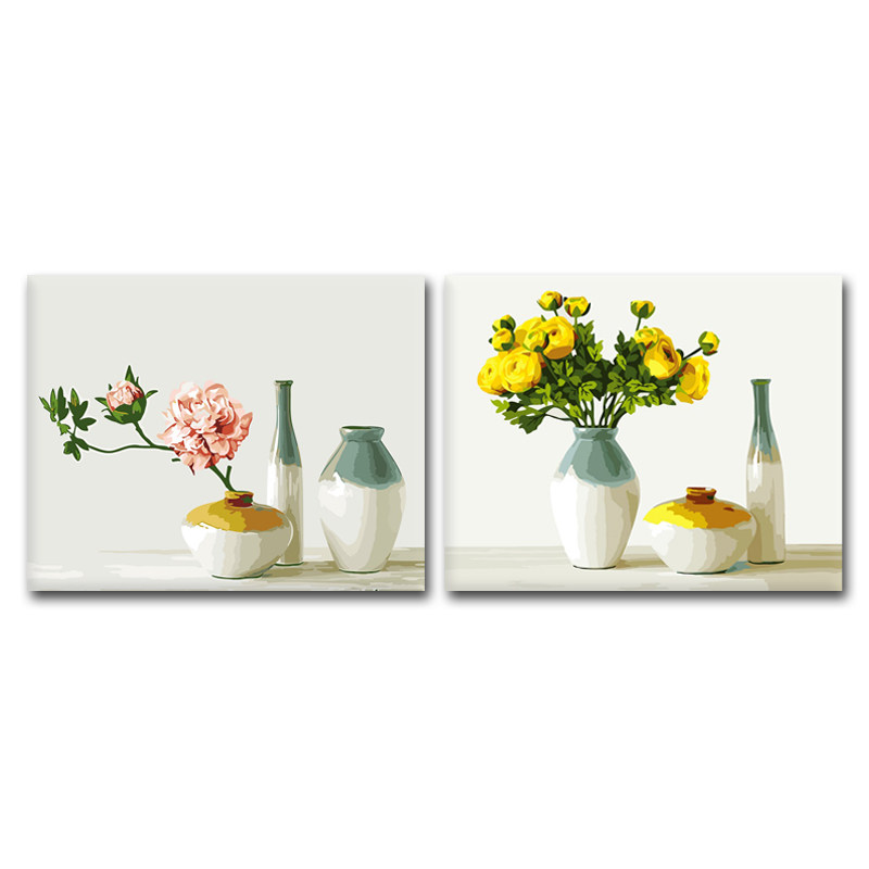 icision数字油画diy自绘减压手工填色数码手绘油彩装饰画花卉风景