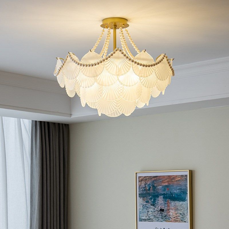 法式轻奢客厅灯2023年新款创意贝壳珍珠吊灯简约复古主卧室餐厅灯,家装灯饰光源,客厅吊灯,淘宝优惠券,粉丝福利购,淘宝优惠卷