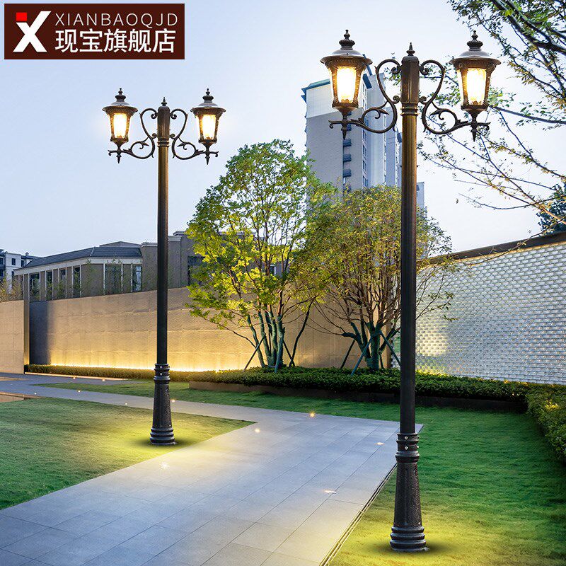 高杆路灯小区花园别墅家用院子220v户外防水欧式室外庭院3米双头