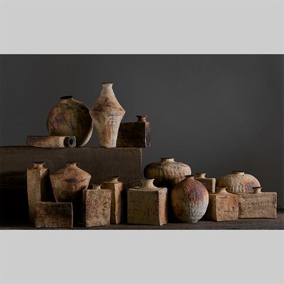 冇花  冯哲元 粗陶手作陶瓷花瓶家用卧室摆件乔迁节日送礼装饰