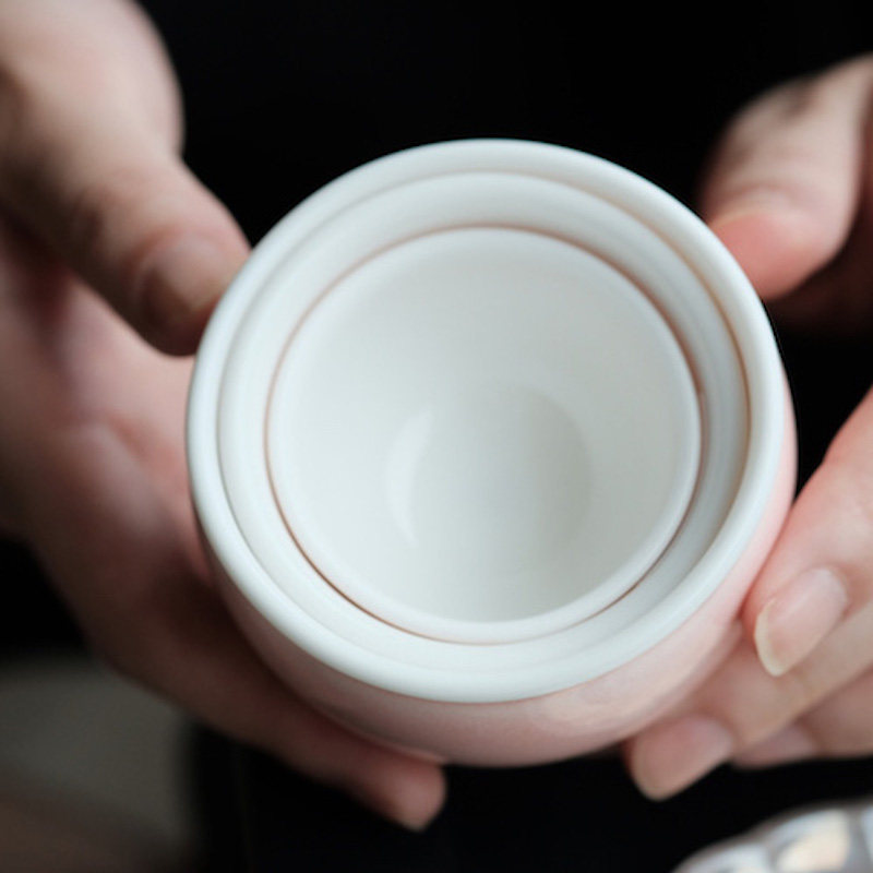 四闲堂天野漫粉陶瓷粉色小缸杯茶杯大号主人杯品杯茶具品茗杯