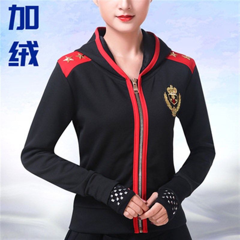 春夏马王爷水兵舞红加绒短外套大码弹力广场舞团队演出服开衫女