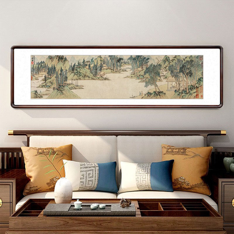 文征明浒溪草堂国画山水画名人字画客厅装饰画书房办公室带框挂画