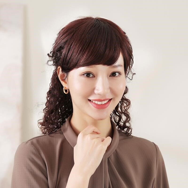 假发女真发全真人发玉米烫全头套妈妈中长发新款卷发自然假发套