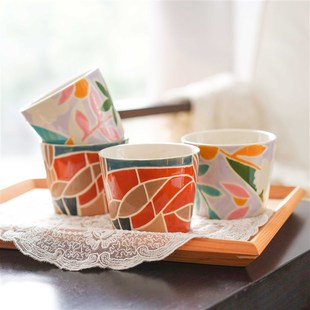 西田木雨日式北欧风猪口杯简约复古咖啡杯陶瓷闺蜜情侣水杯茶杯