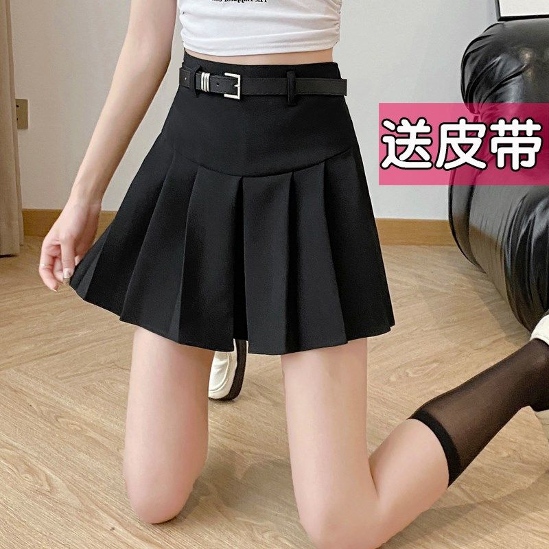 加肥加大码百褶裙短裙女2025新款西装裙高腰a字裙半身裙胖mm夏季