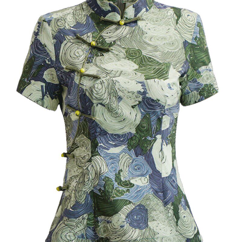 旗袍上衣中式唐装女夏改良式夏季薄款盘扣短袖茶服民国风复古女装