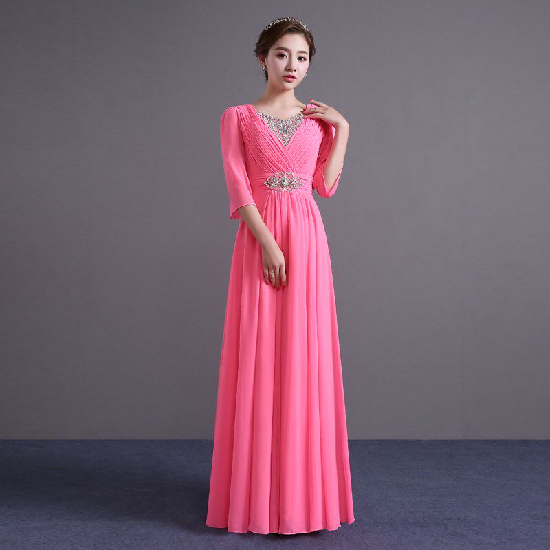 晚礼服女长款宴会2023新款合唱演出服装女长裙合唱主持人显瘦优雅