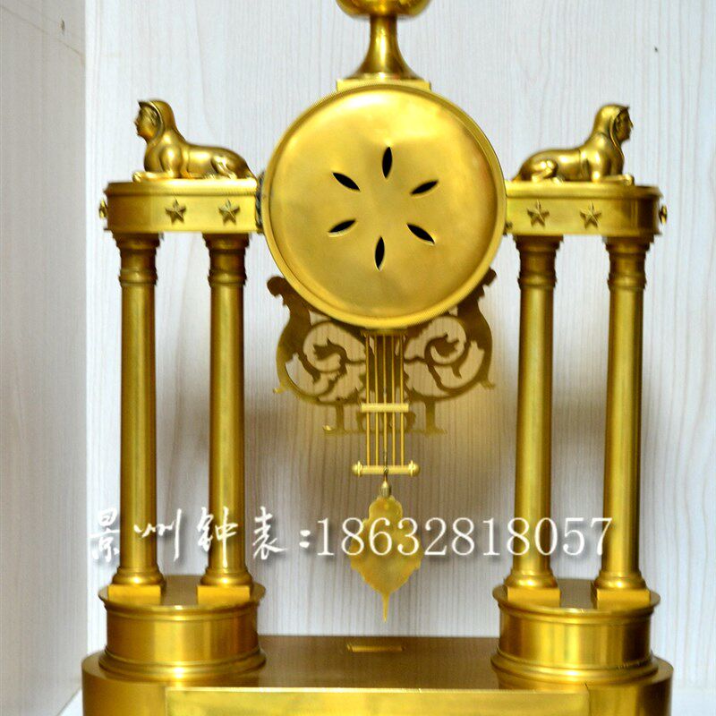 纯铜机械座钟 老式仿古金色古钟 古典钟表壁炉玄关别墅软装样板间