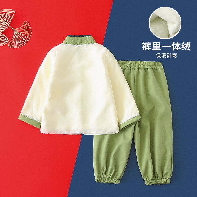 儿童唐装秋冬季加绒套装男童汉服改良古装宝宝中国风小男孩演出服