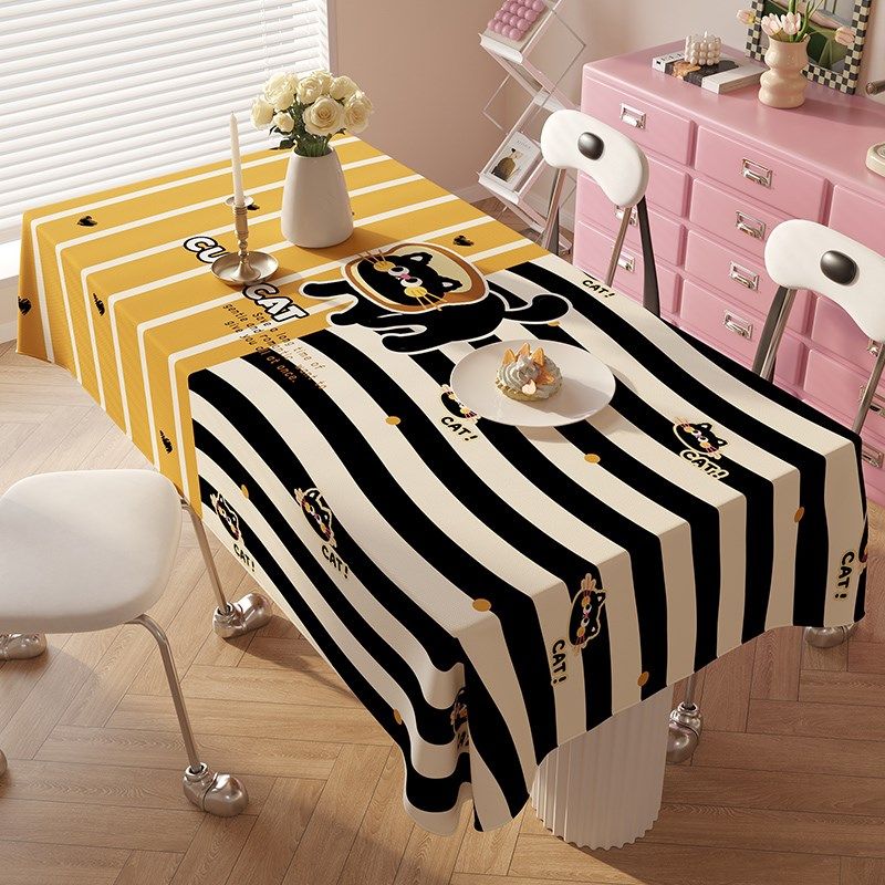 桌面保护布艺可爱小猫防水餐桌布长方形台布布巾盖巾防晒防尘盖布,居家布艺,桌布,淘宝优惠券,粉丝福利购,淘宝优惠卷