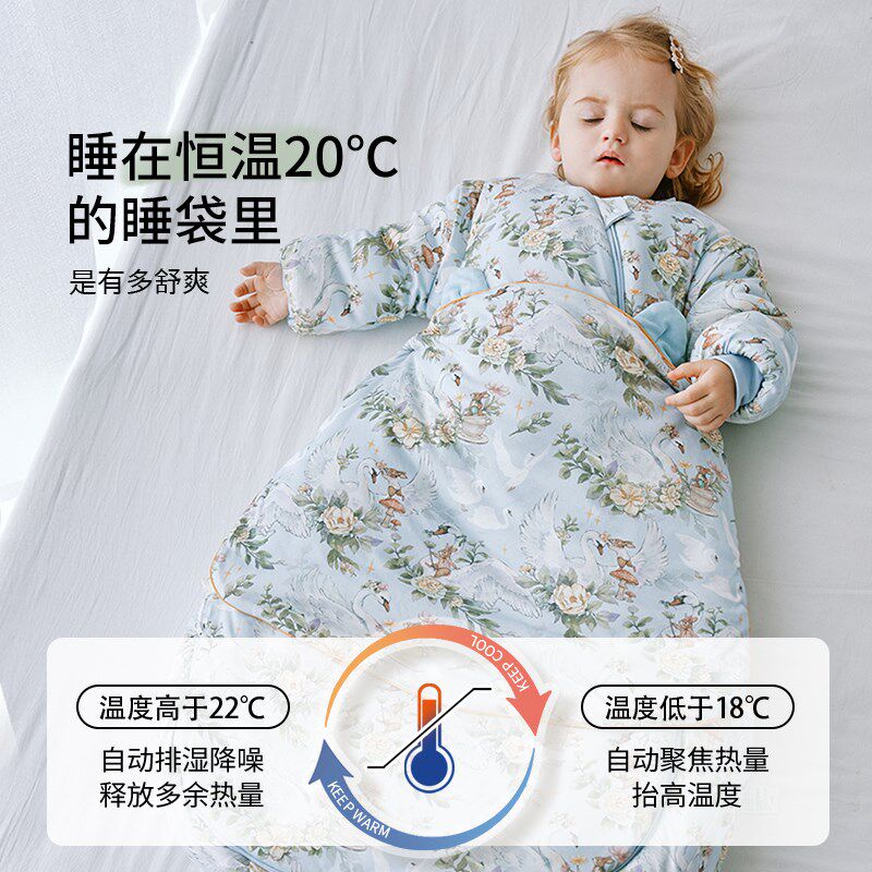 宝宝睡袋婴儿春秋冬款新生儿童蘑菇睡袋四季通用恒温防踢被子冬季