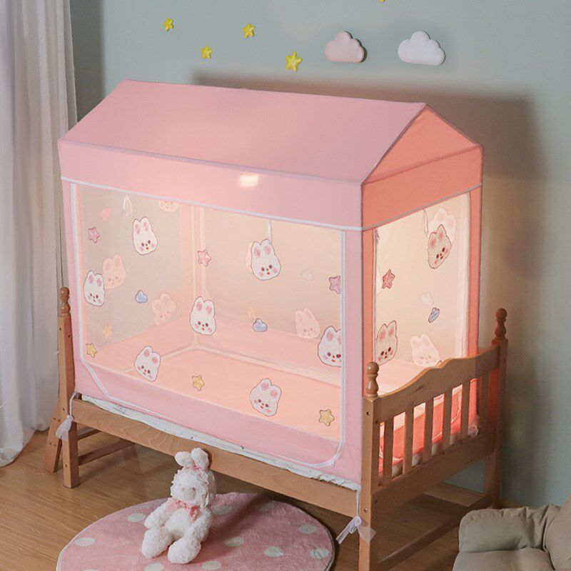 新款儿童床蚊帐防摔加固婴儿童防掉床蒙古包全包底遮光可定制房子