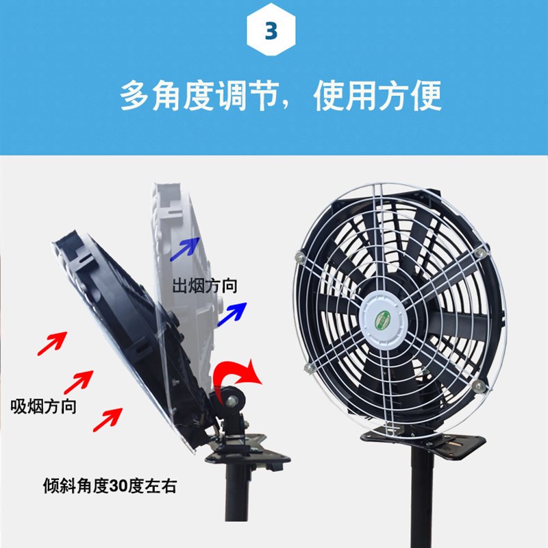 12V直流排烟扇电动车三轮车户外摆摊烧烤抽烟扇强力48V60V带支架