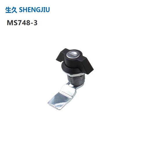 生久柜锁MS748-3 -3A配电箱柜锁转舌锁 圆柱锁 蝴蝶锁黑色孔径22