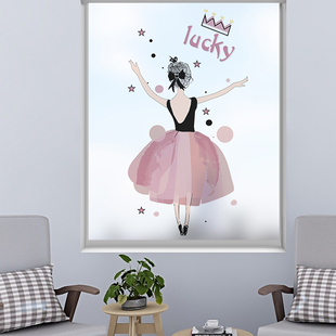 卡通厕所浴室厨房防窥磨砂贴膜房间门窗户静电透光不透明玻璃贴纸