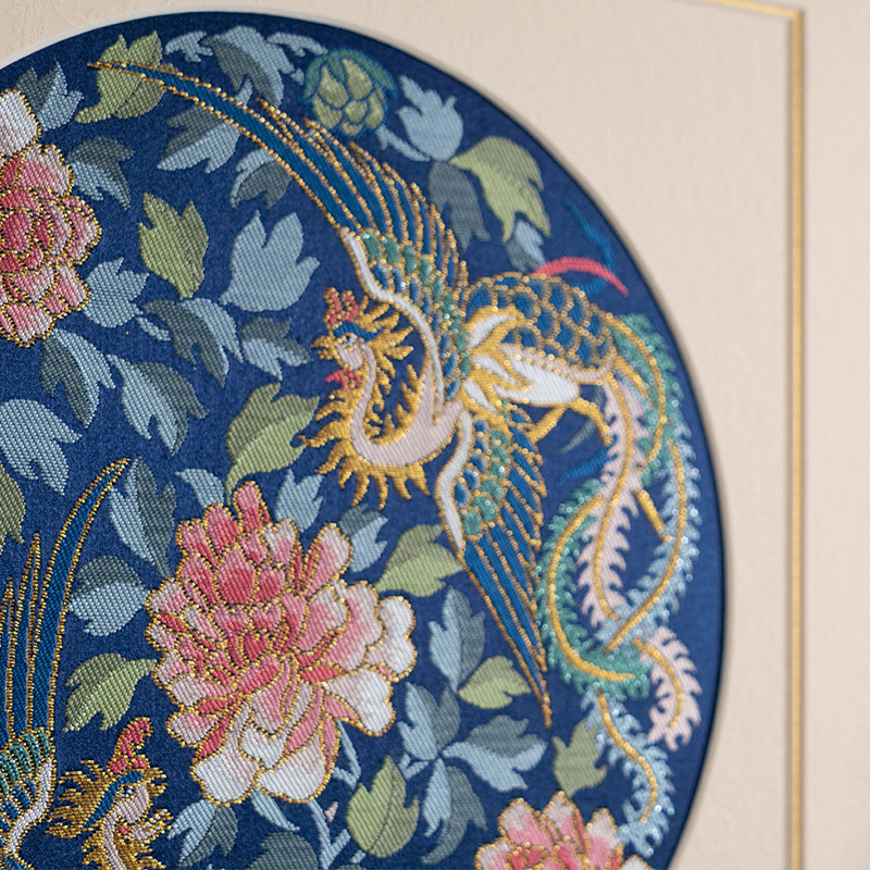 云锦花开富贵凤凰牡丹花挂画客厅玄关新中式非遗手工艺术装饰画