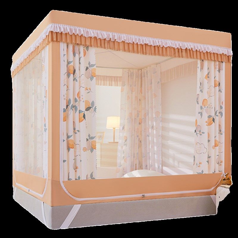 遮光蚊帐双层布帘一体式防防摔全封闭公主风床幔1.8m床蒙古包家用