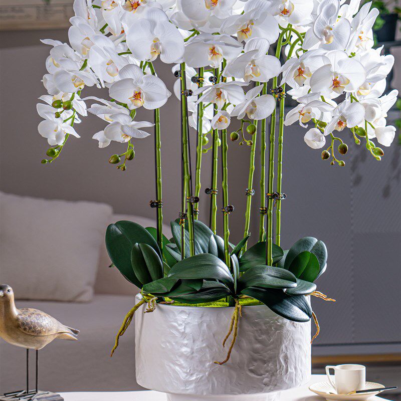 大盆高档手感保湿蝴蝶兰仿真花卉塑料干花假花艺摆件室内客厅摆设