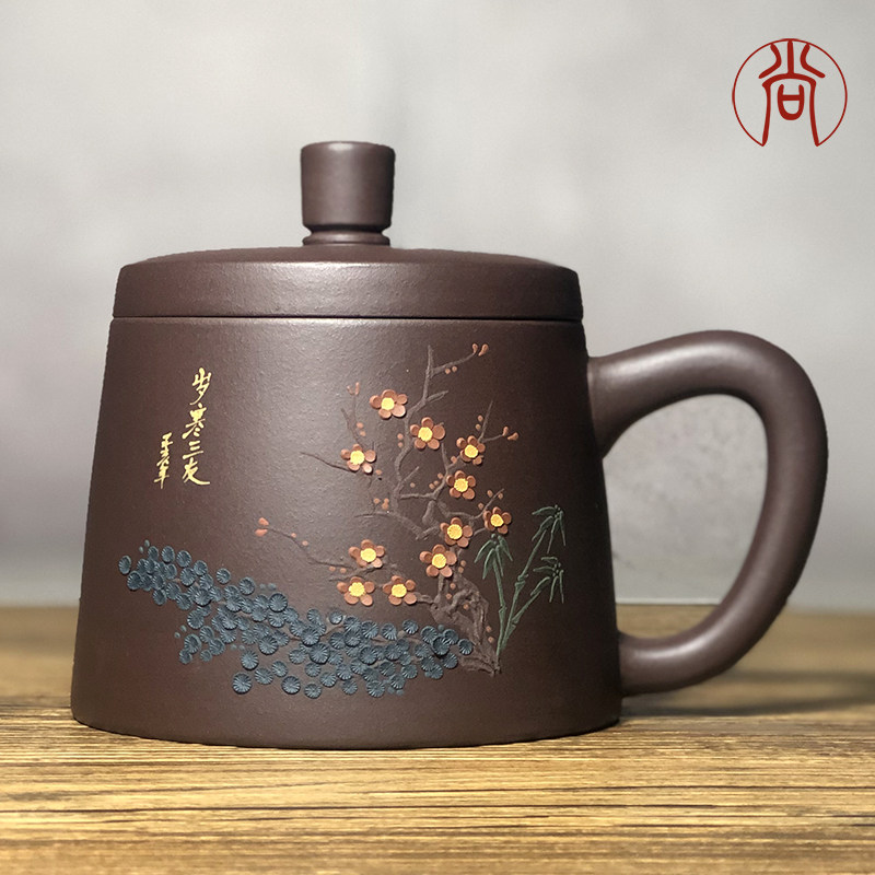 手工紫砂杯带盖男士高档家用女士款大容量茶杯办公室水杯陶瓷杯子