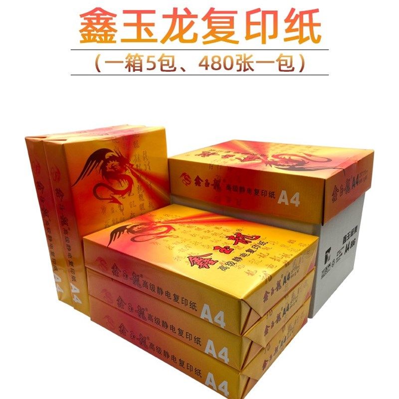 鑫玉龙A4复印纸双面打印办公学生草稿a4白纸80克防静电复印纸5包