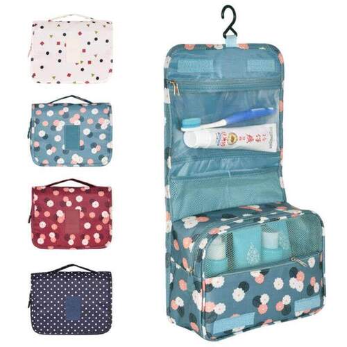 Nylon Hook Up Cosmetic Bag Women Travel Toiletries Storage B
