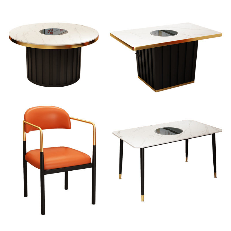 岩板火锅桌电磁炉一体圆桌一人一锅火锅店专用餐桌烤肉店桌子商用,住宅家具,岩板餐桌,淘宝优惠券,粉丝福利购,淘宝优惠卷