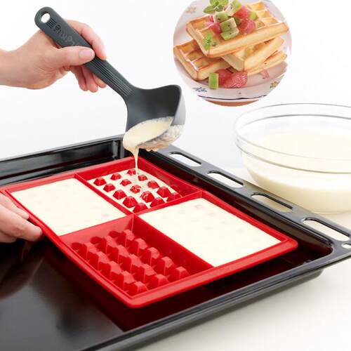 4-Cavity Waffle Makers for Kids Silicone Cake Mould Waffle M