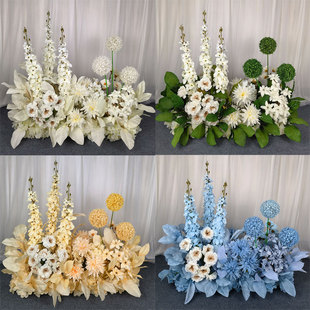 婚庆蓝色地排花千代兰仿真花排求婚场地布置假花婚礼舞台装饰花艺