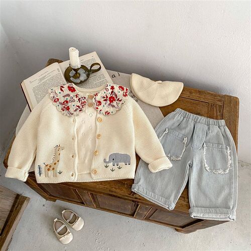 Ins2025 Autumn Baby Boys And Girls Baby Cute Fun Embroidered