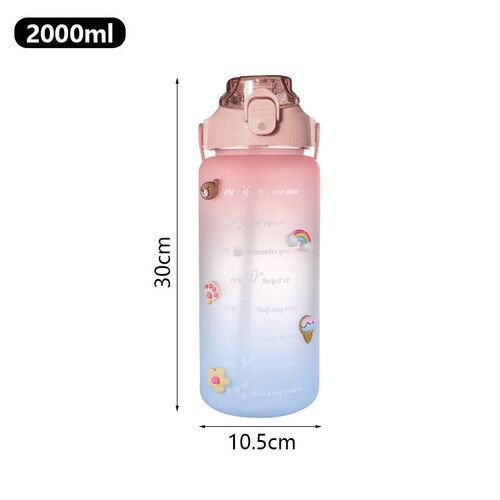 2 Liter Water Bottle with Straw Female Girls Large Portable