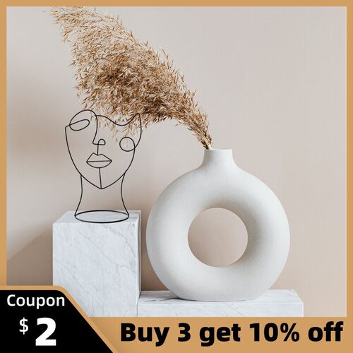 Home Decor Figure Face Abstract Sculptures Metal Art Black L
