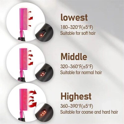 Pink Hot Comb Electric Hot Comb Heating Pressing Hair Straig