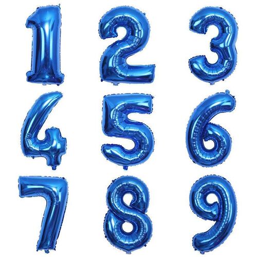 32 inch Blue Number Foil Balloon Digital 0 to 9 Helium Ballo
