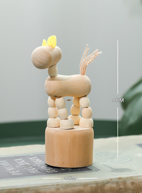 Cartoon wooden artwork movable puppet desktop figurine Ornam
