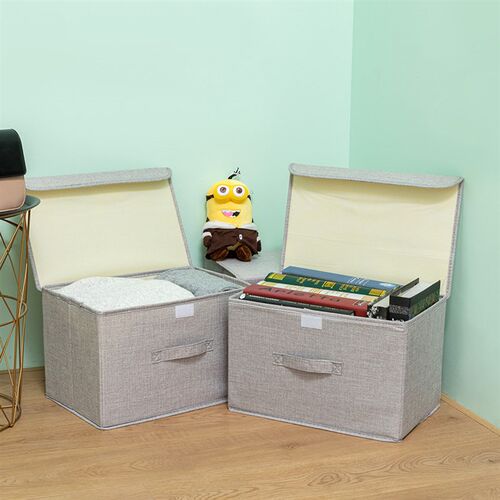 2023 New Washable Cotton Linen Fabric Folding CD Storage Box