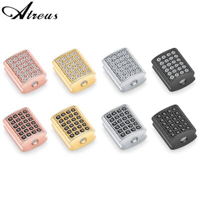 Areus 3pcs White Black Micro Pave Zircon Charms Beads Geomet