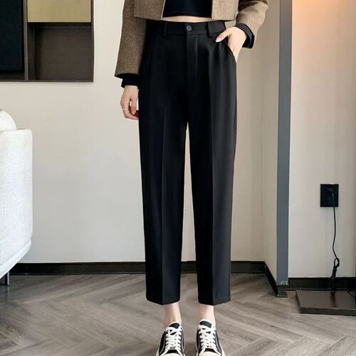 Womens High-Waisted Suit Pants 2025 Spring Summer Solid But
