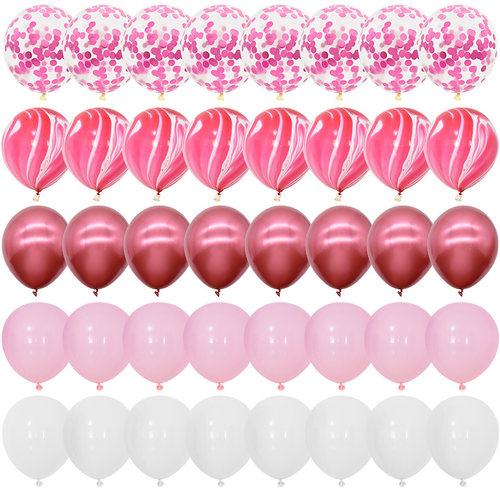 40Pcs Blue Balloons Set Agate Marble Metallic Confetti Ballo