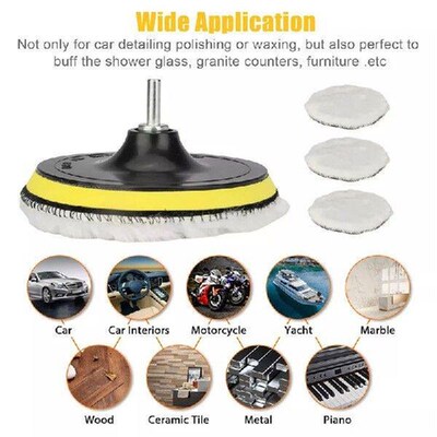 5Pcs 6 Inch Car Polish Pad Circle Soft Wool Waxing Buffing